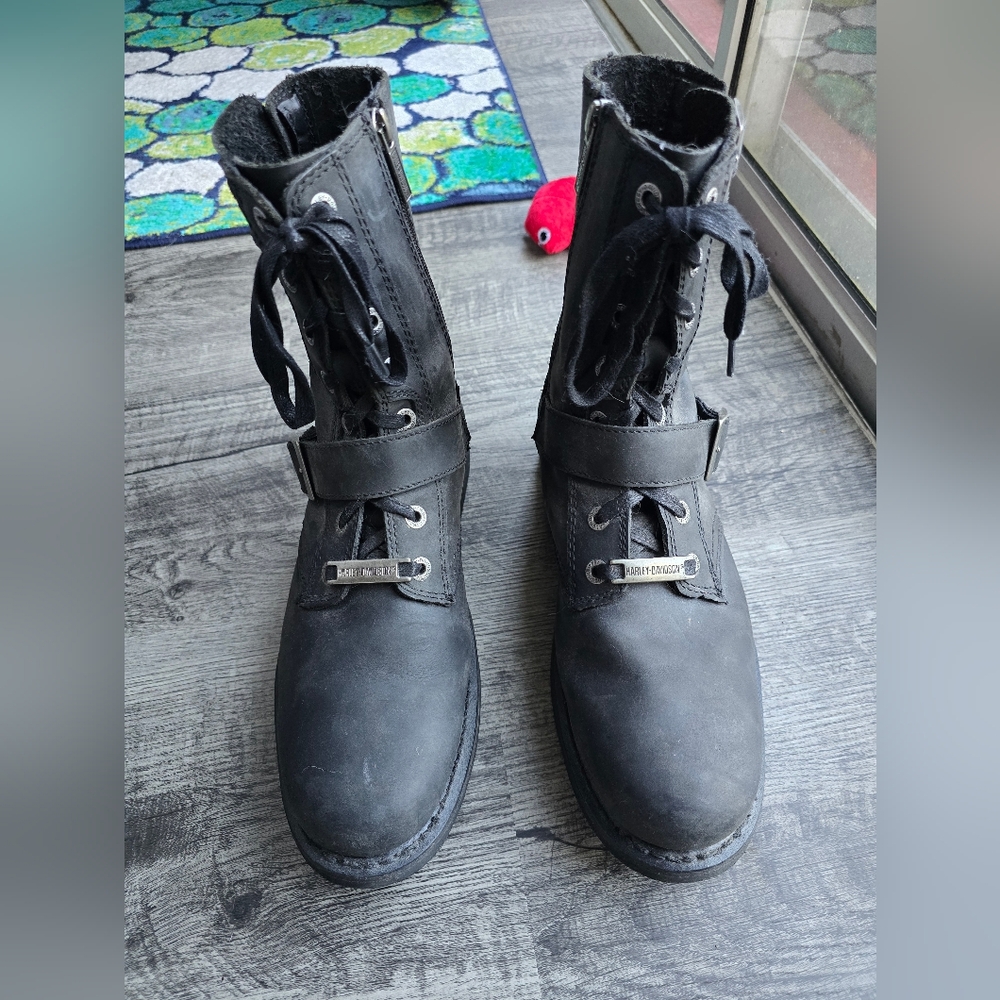 Harley Davidson Men's Buckle Boots with side zip
